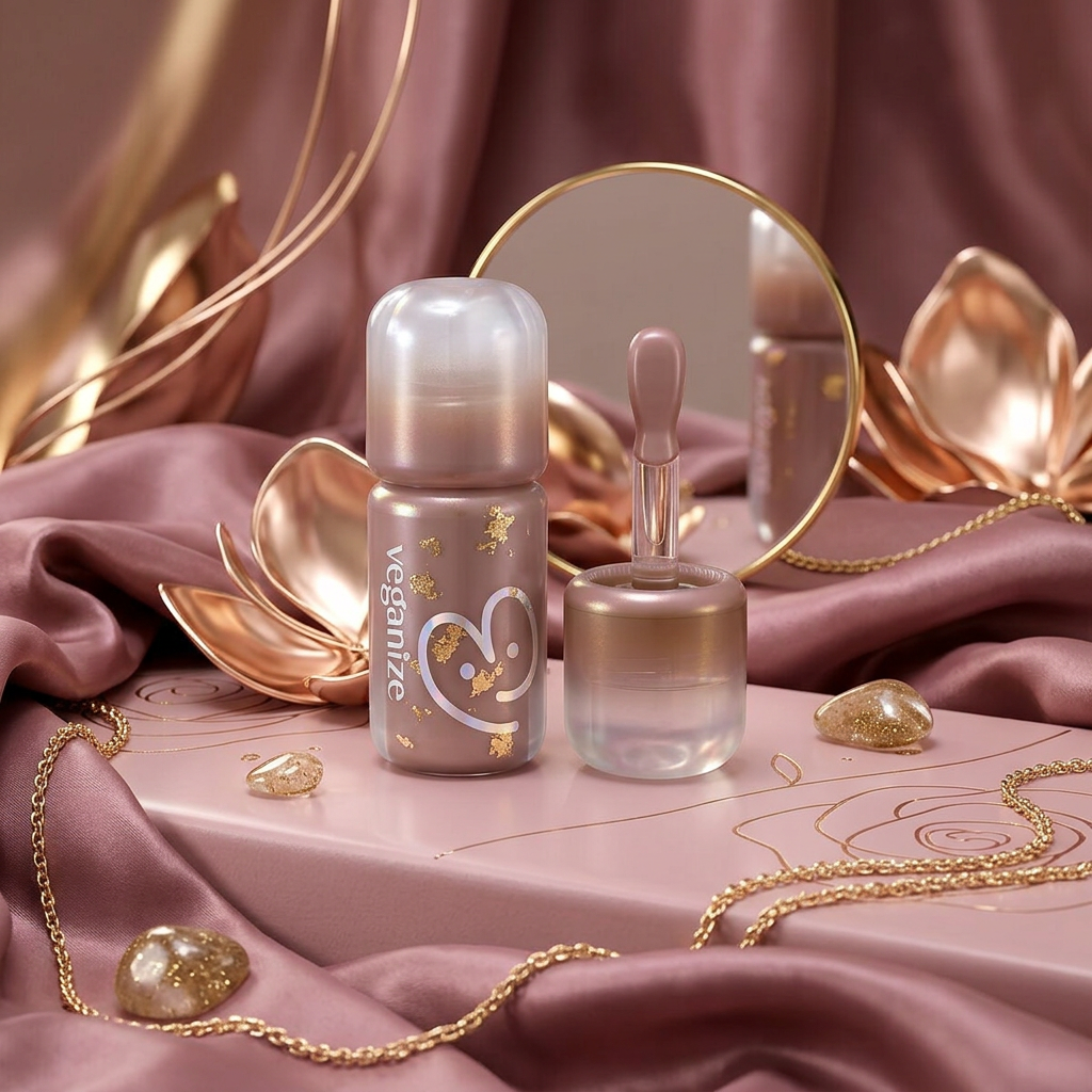 VEGANIZE - 4D Dewyshine Lip Oil Pearl Gloss 06 Mocha Mousse - Třpytivý olej na rty s perleťovým leskem - 4 g