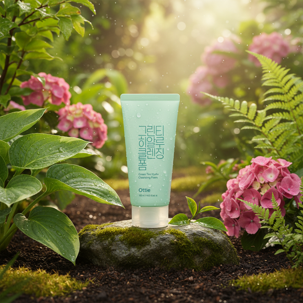 OTTIE - Green Tea Hyalu Cleansing Foam - Čisticí pěna s čajovým extraktem a kyselinou hyaluronovou - 120 ml