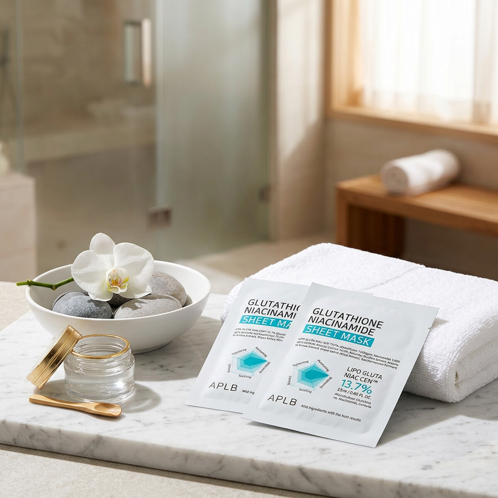 APLB - Glutathione Niacinamide Sheet Mask - Rozjasňující plátýnková maska pro sjednocený tón pleti - 25 ml