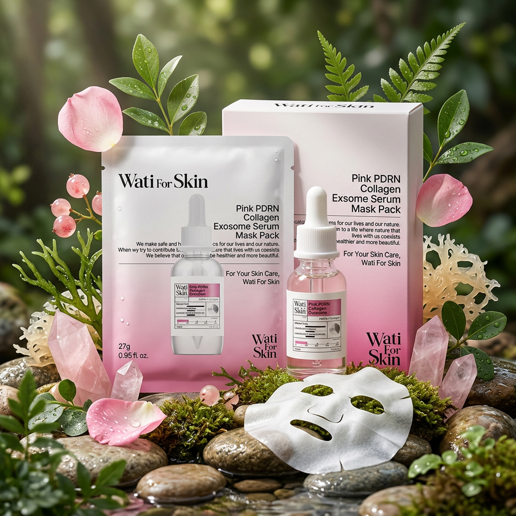 WATI FOR SKIN - Pink PDRN Collagen Exosome Serum Mask Pack - Regenerační plátýnková maska - 27 g