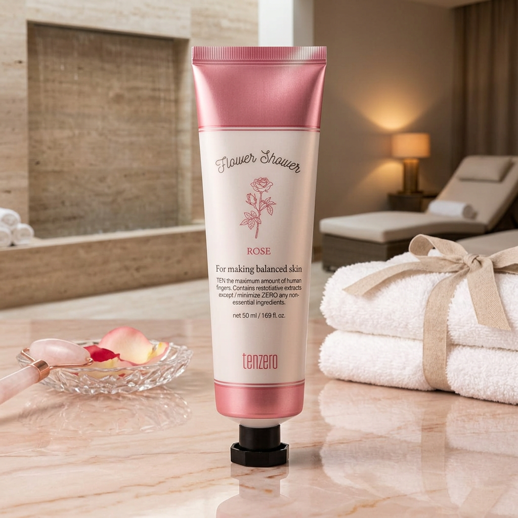 TENZERO - Flower Shower Hand & Nail Cream Rose - Květinový krém na ruce a nehty s růží - 50 ml