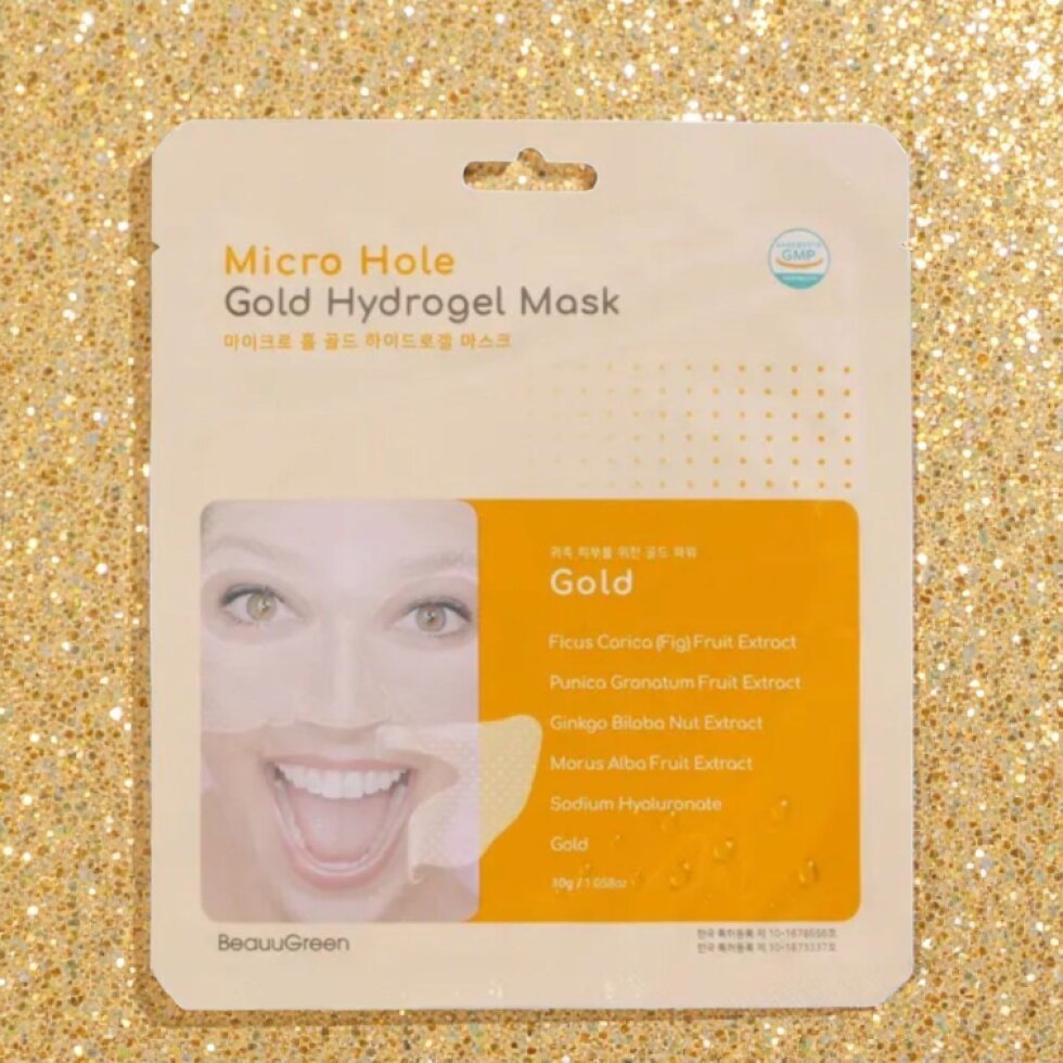 Beauugreen - Micro Hole Gold Hydrogel Mask - Plátýnková hydrogelová zlatá maska - 30 ml