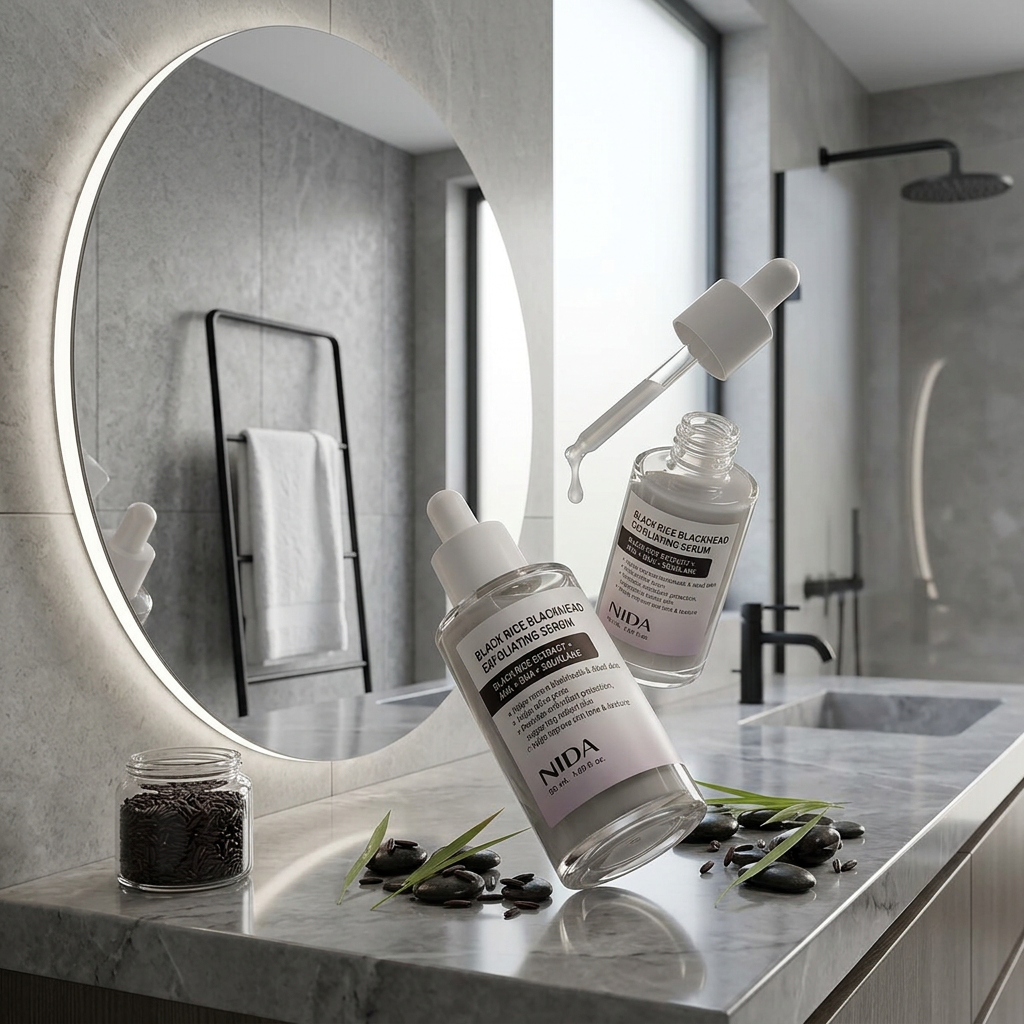 NIDA - Black Rice Blackhead Exfoliating Serum - Exfoliační sérum s černou rýží proti černým tečkám - 50 ml