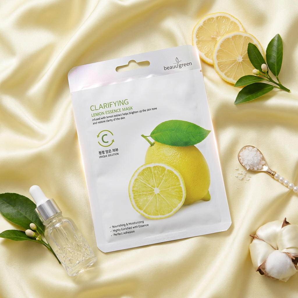 Beauugreen - Premium Lemon Essence Mask - Plátýnková maska s citrusovým extraktem - 23 ml