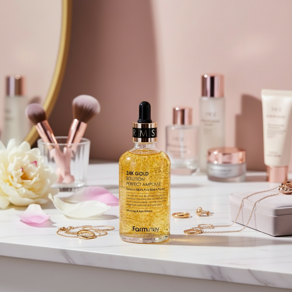 Farm Stay - 24K Gold Solution Perfect Ampoule - Omlazující ampule se zlatem - 100 ml