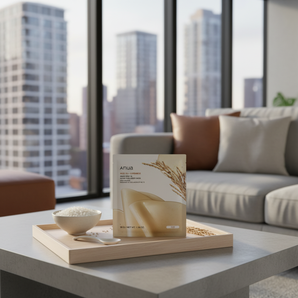 ANUA - Rice 70 Glow Collagen Mask - Rozjasňující, hydrogelová, kolagenová maska s ceramidy a rýží - 38g