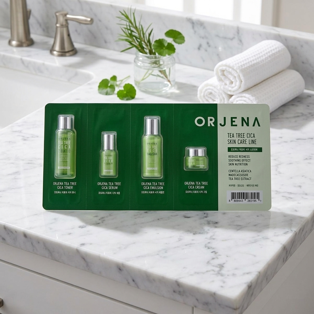 ORJENA - Tea Tree Cca Skin Care Line Sachet - Zklidňující sada vzorečků: toner, emulze, sérum, krém