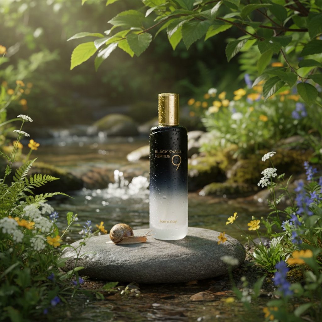 Farm Stay - Black Snail & Peptide 9 Perfect Toner - Toner s peptidy a extraktem ze šnečího mucinu - 120 ml