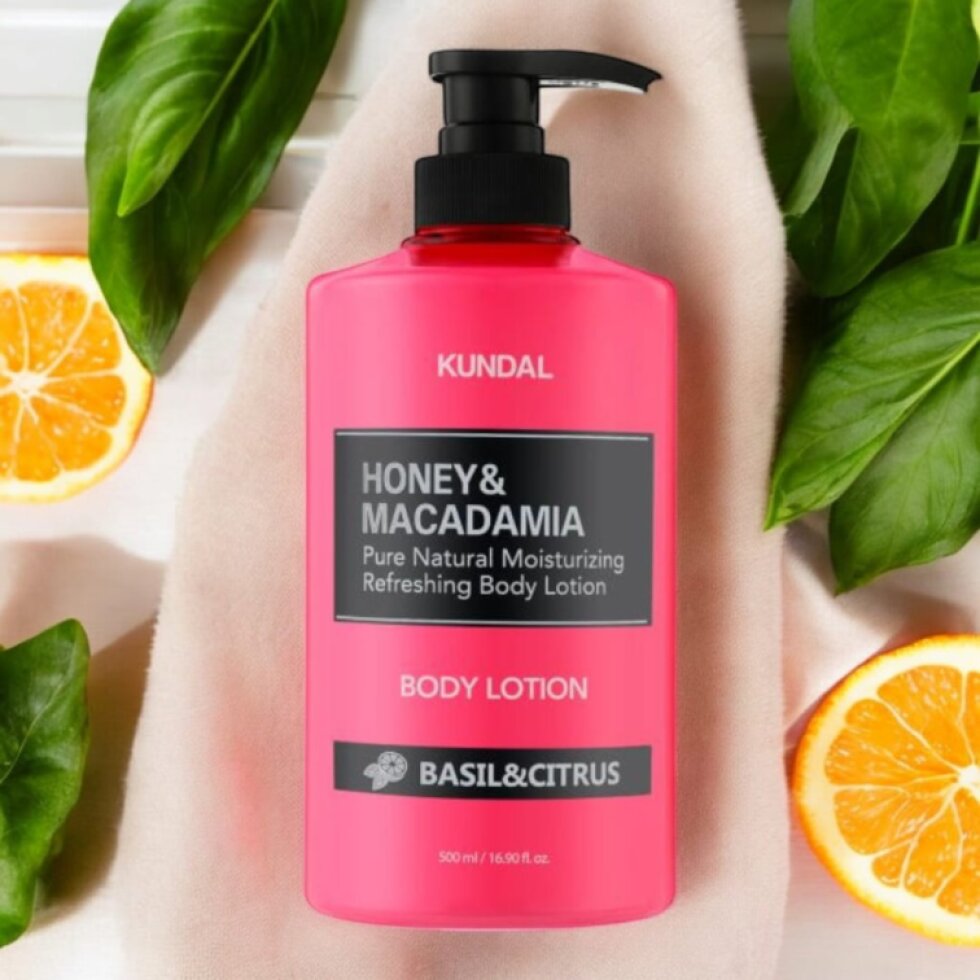 Kundal Honey&Macadamia Body Lotion - Vyživující, hydratační tělové mléko s medem s vůní BASIL&CITRUS - 500 ml