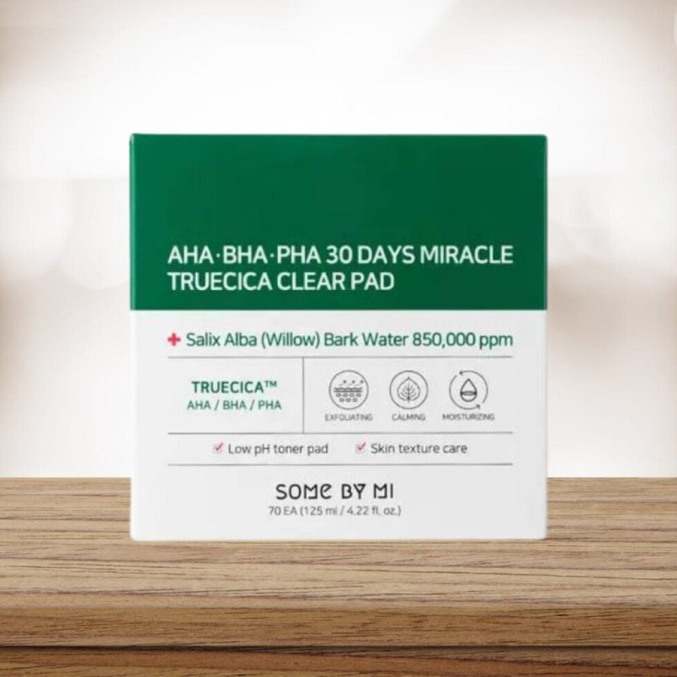 SOME BY MI - AHA BHA PHA 30 Days Miracle Truecica Clear Pad - Exfoliační pleťové tampony pro problematickou pleť - 70 ks