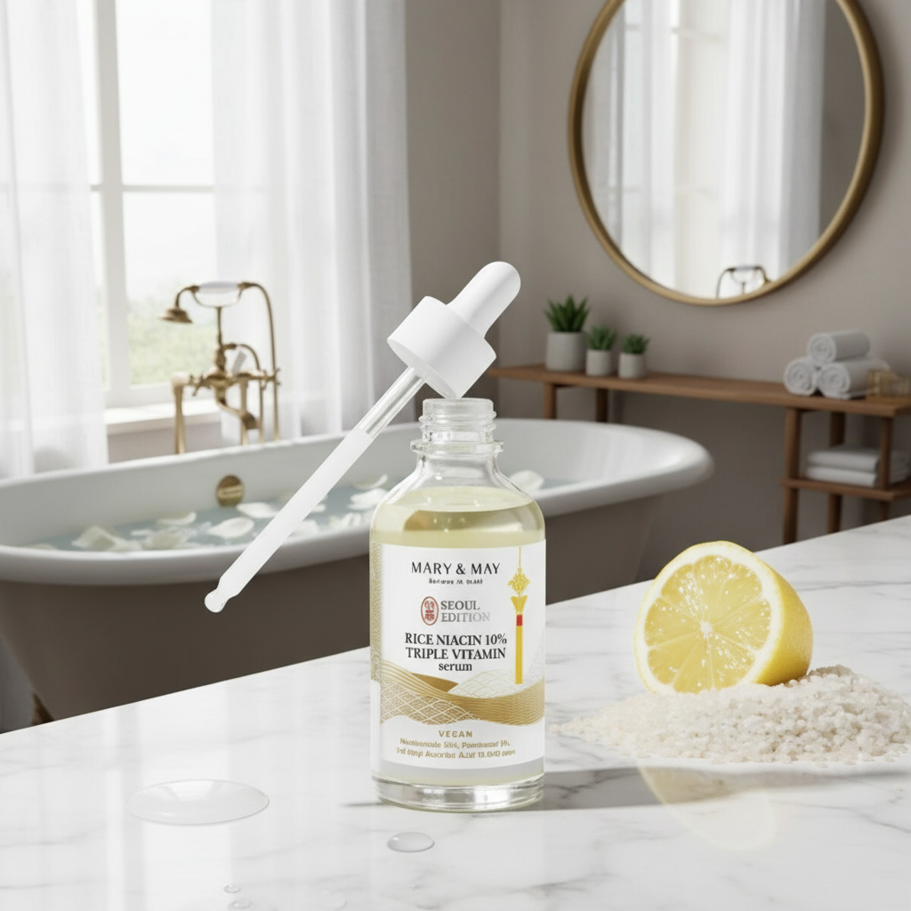 Mary & May - Rice Niacin 10% Triple Vitamin Serum Seoul Edition - Rýžové sérum s 10% niacinamidem a trojitým vitamínovým komplexem - 80 ml