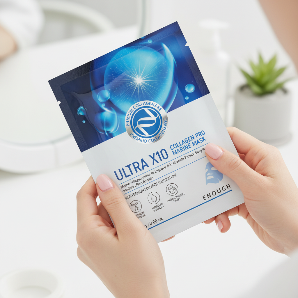 ENOUGH - Premium Ultra X10 Collagen Pro Marine Mask - Prémiová, kolagenová, plátýnková maska - 25 g