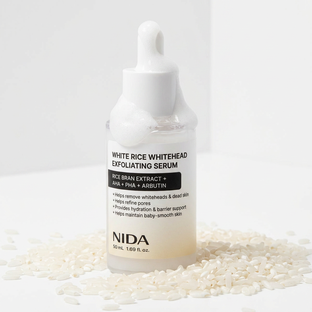 NIDA - White Rice Whitehead Exfoliating Serum - Exfoliační sérum s bílou rýží proti bílým tečkám - 50 ml