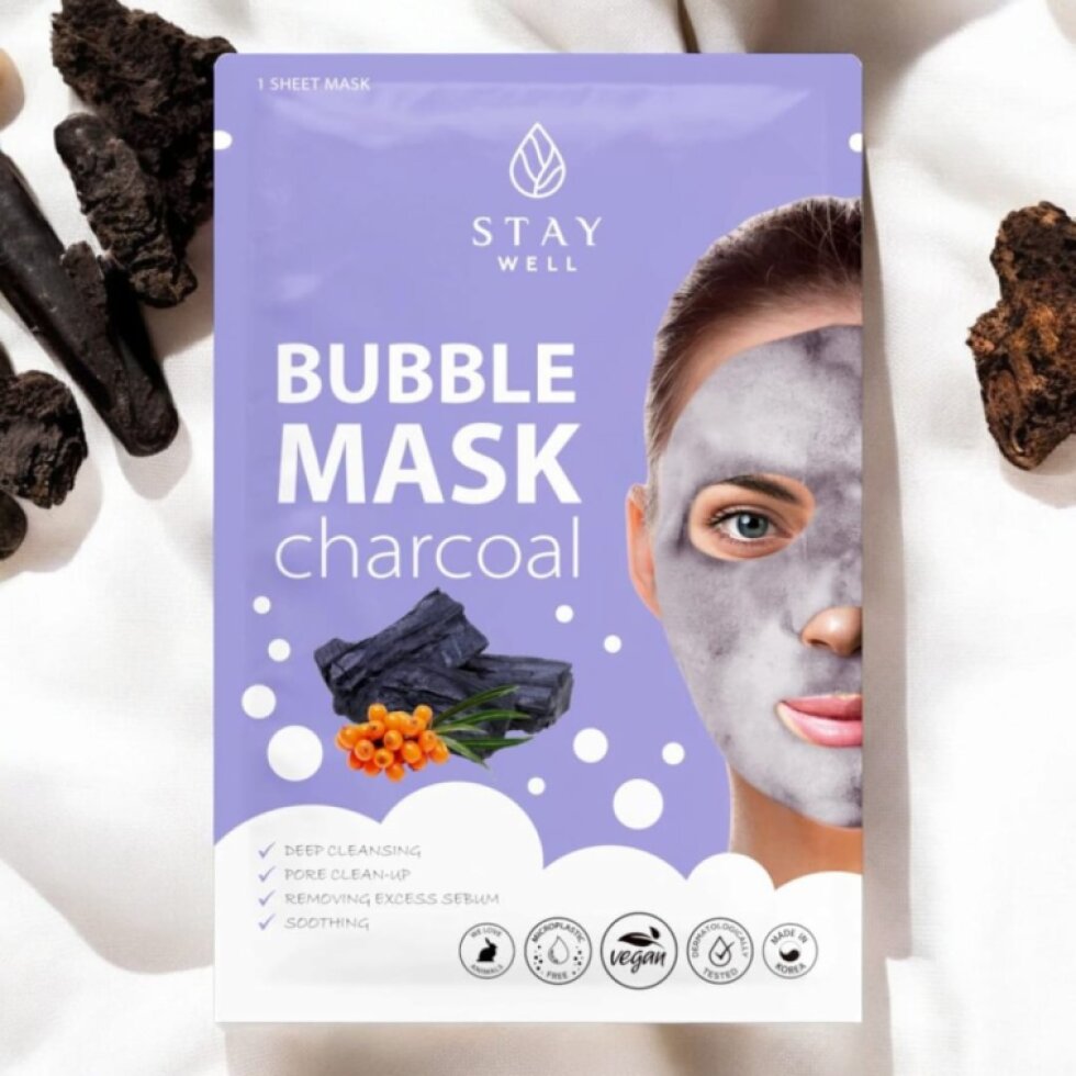 STAY Well - Deep Cleansing Bubble Mask CHARCOAL - Hluboce čisticí bublinková maska s černým uhlím - 20 g