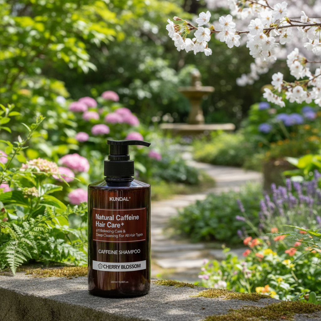 Kundal Natural Caffeine&Intensive Scalp Care+ - Šampon proti vypadávání vlasů s kofeinem CHERRY BLOSSOM - 500 ml
