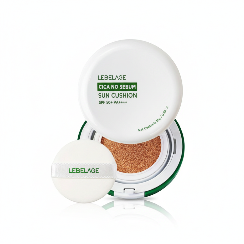 LEBELAGE - Cica No Sebum Sun Cushion SPF 50+ PA+++ - Pečující SPF cushion - 15 g