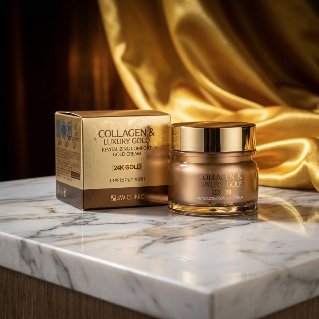 3W CLINIC - Collagen & Luxury Gold Revitalizing Comfort Gold Cream - Revitalizační zklidňující pleťový krém se zlatem a kolagenem - 100 ml