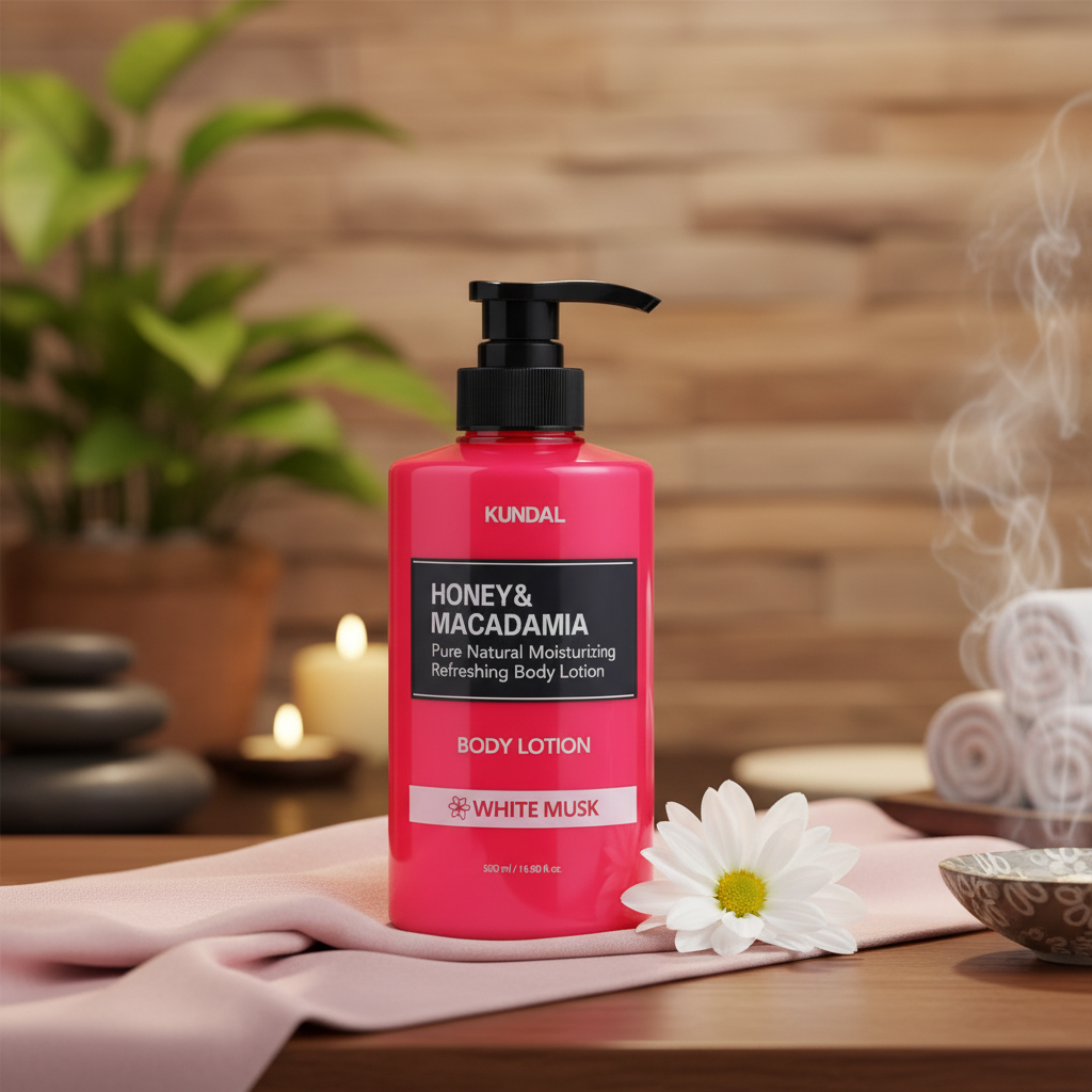 Kundal Honey&Macadamia Body Lotion - Vyživující, hydratační tělové mléko s medem s vůní WHITE MUSK - 500 ml