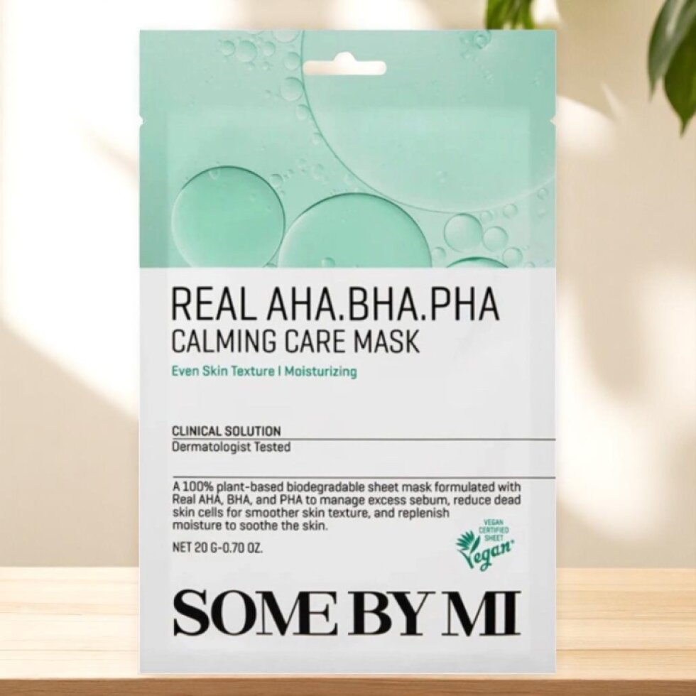 SOME BY MI - Real AHA BHA PHA Calming Care Mask - Zklidňující plátýnková maska s AHA, BHA a PHA kyselinami - 20 g