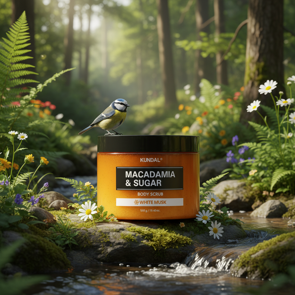 Kundal Macadamia&Sugar Body Scrub - Přírodní tělový peeling s vůní WHITE MUSK - 550 g