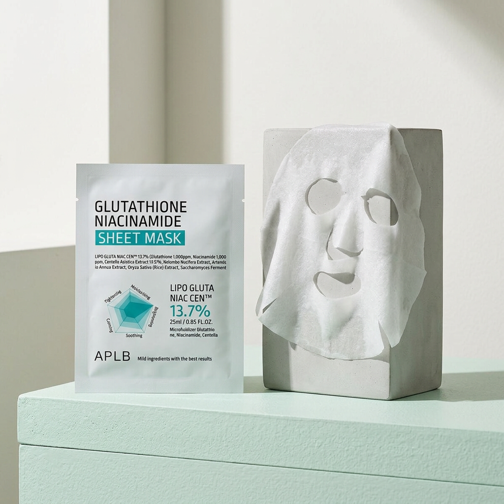 APLB - Glutathione Niacinamide Sheet Mask - Rozjasňující plátýnková maska pro sjednocený tón pleti - 25 ml