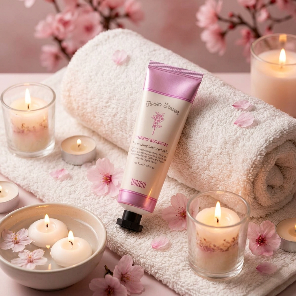 TENZERO - Flower Shower Hand & Nail Cream Cherry Blossom - Květinový krém na ruce a nehty s třešňovým květem - 50 ml