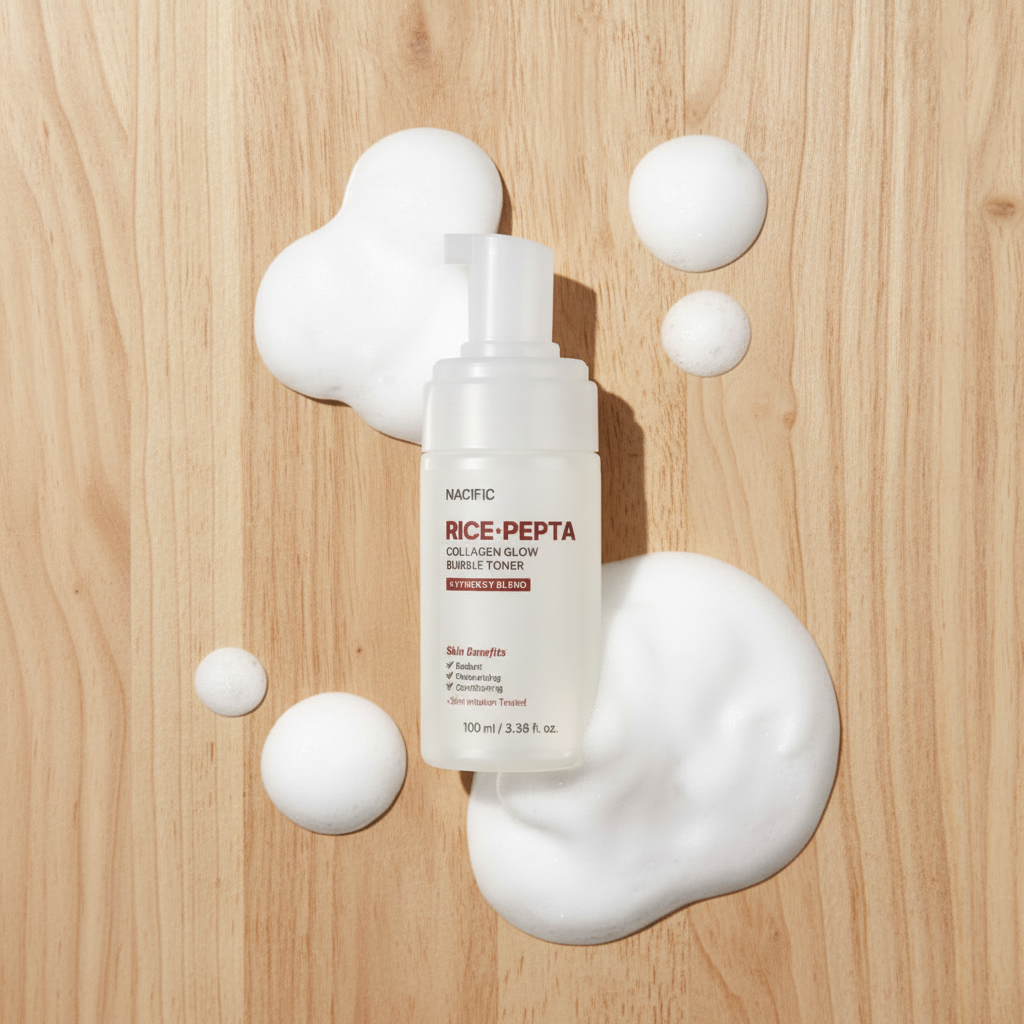 NACIFIC - Rice Pepta Collagen Glow Bubble Toner - Rozjasňující bublinkové tonikum s rýží, peptidy a kolagenem - 100 ml