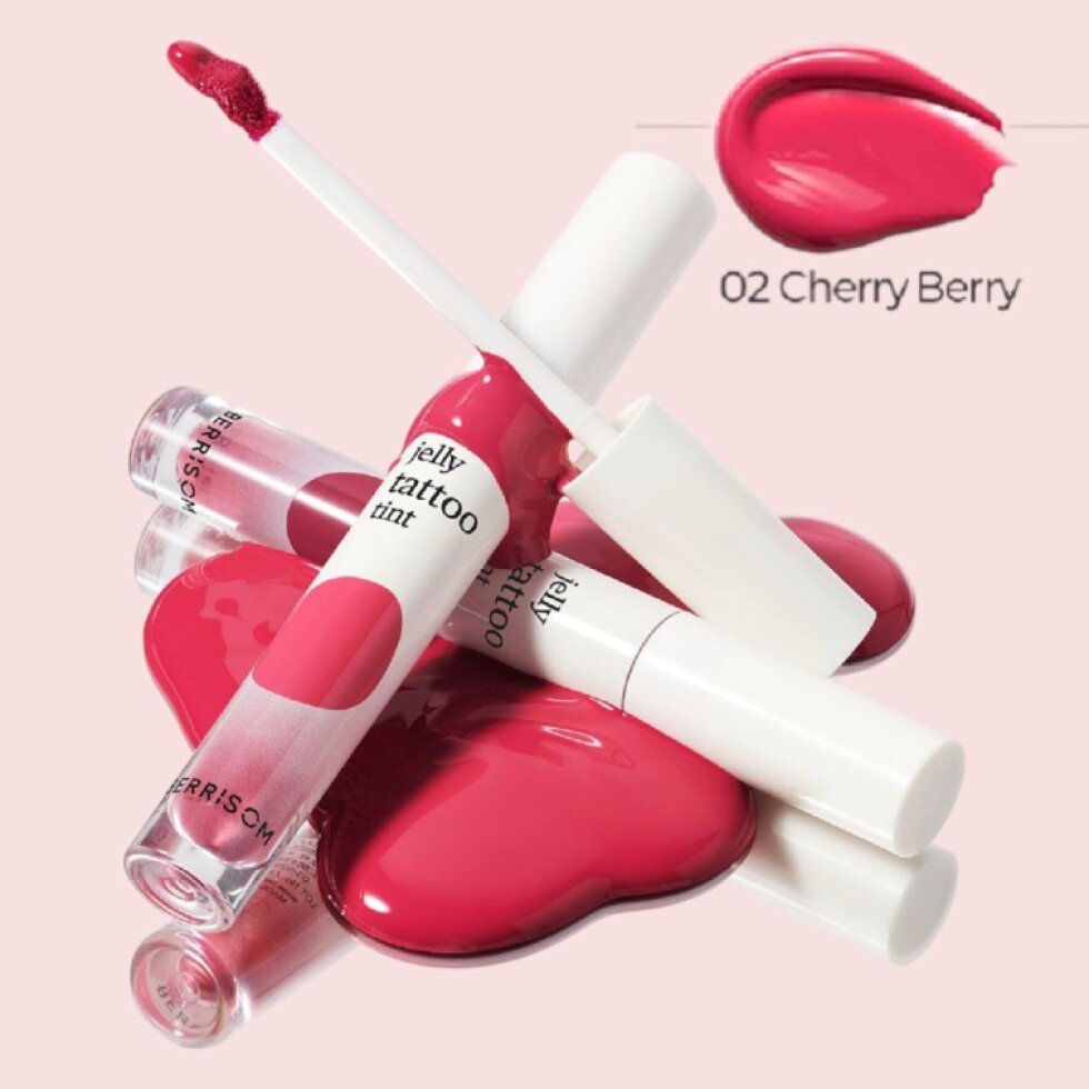 BERRISOM - Jelly Tattoo Tint 02 Cherry Berry - Dlouhotrvající hydratační tint na rty - 6 g