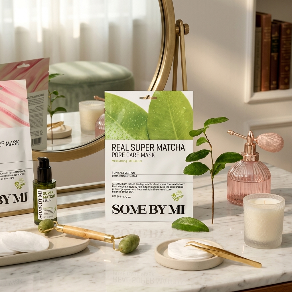 SOME BY MI - Real Super Matcha Pore Care Mask - Čisticí plátýnková maska s Matchou - 20 g
