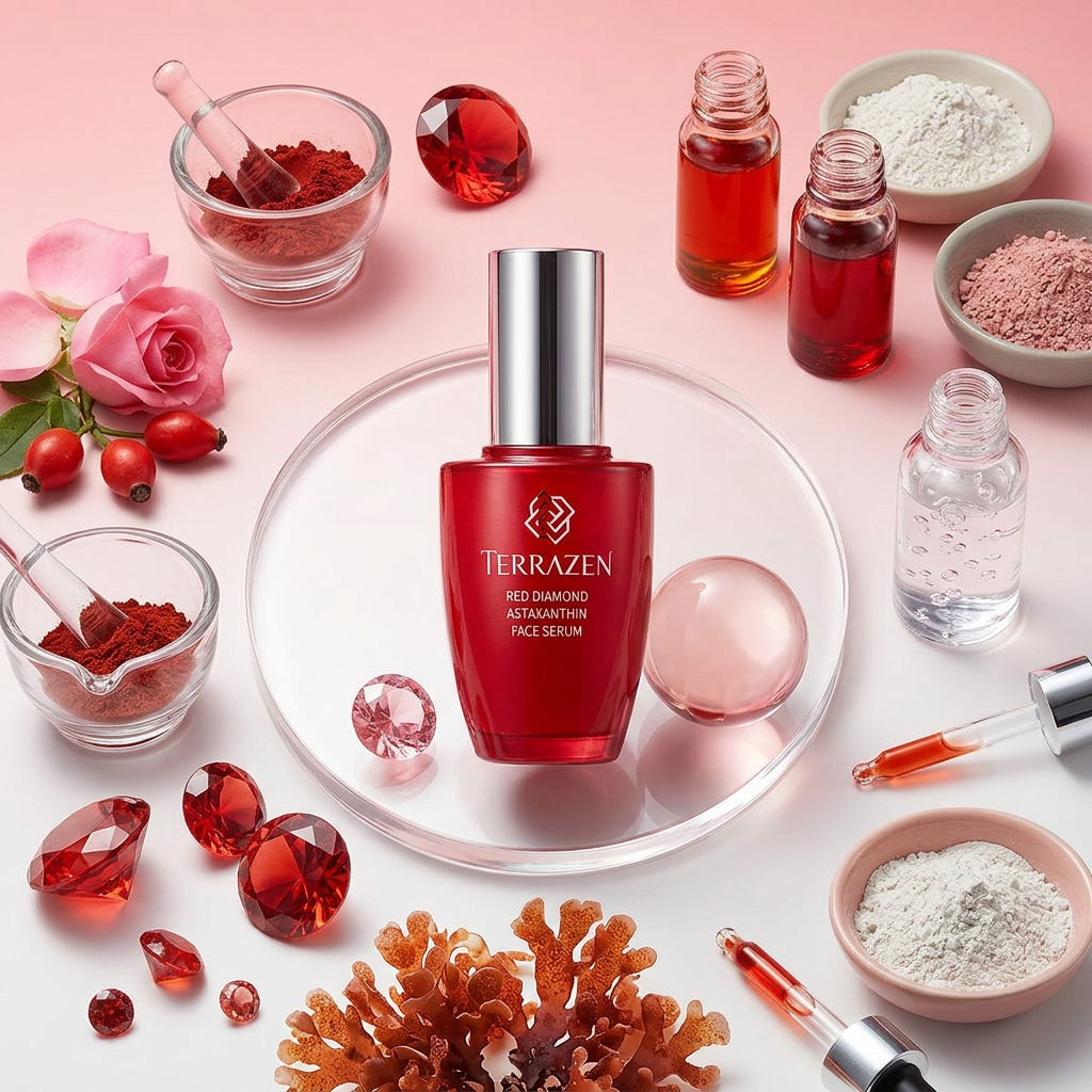 TERRAZEN - Red Diamond Astaxantihin Face Serum - Luxusní antioxidační a protivráskové sérum - 50 ml