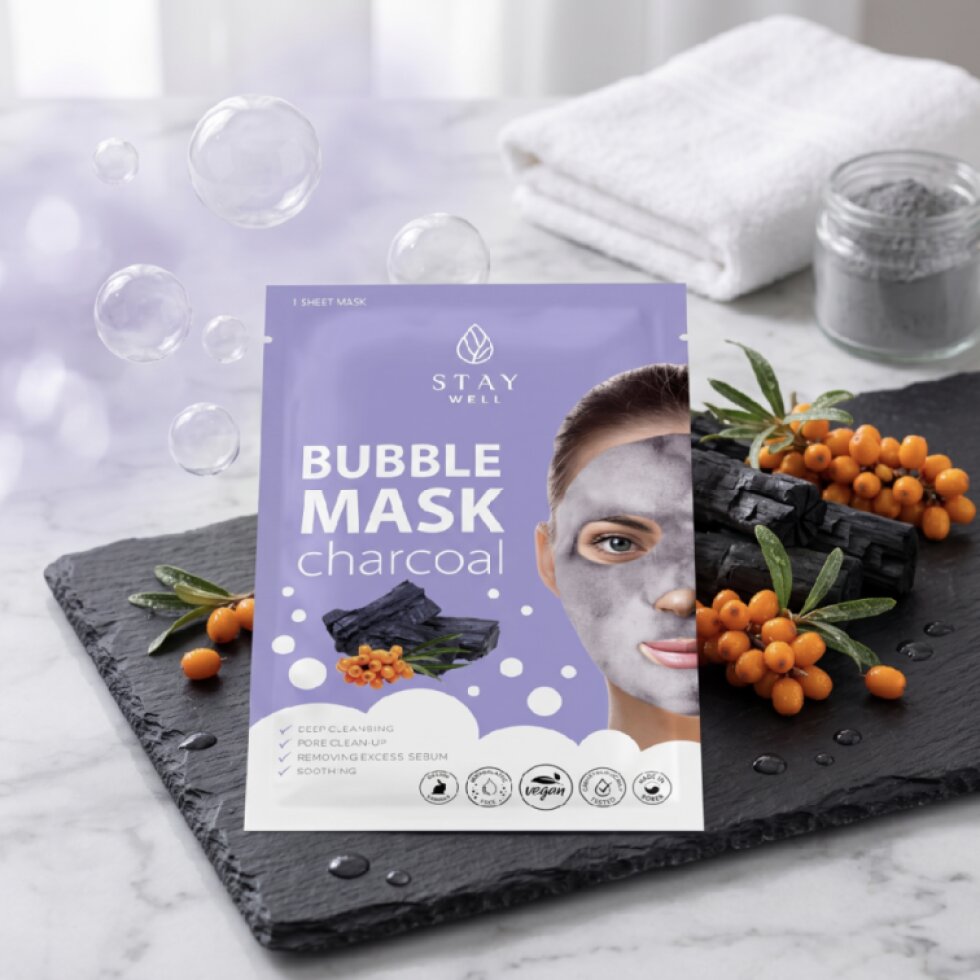 STAY Well - Deep Cleansing Bubble Mask CHARCOAL - Hluboce čisticí bublinková maska s černým uhlím - 20 g