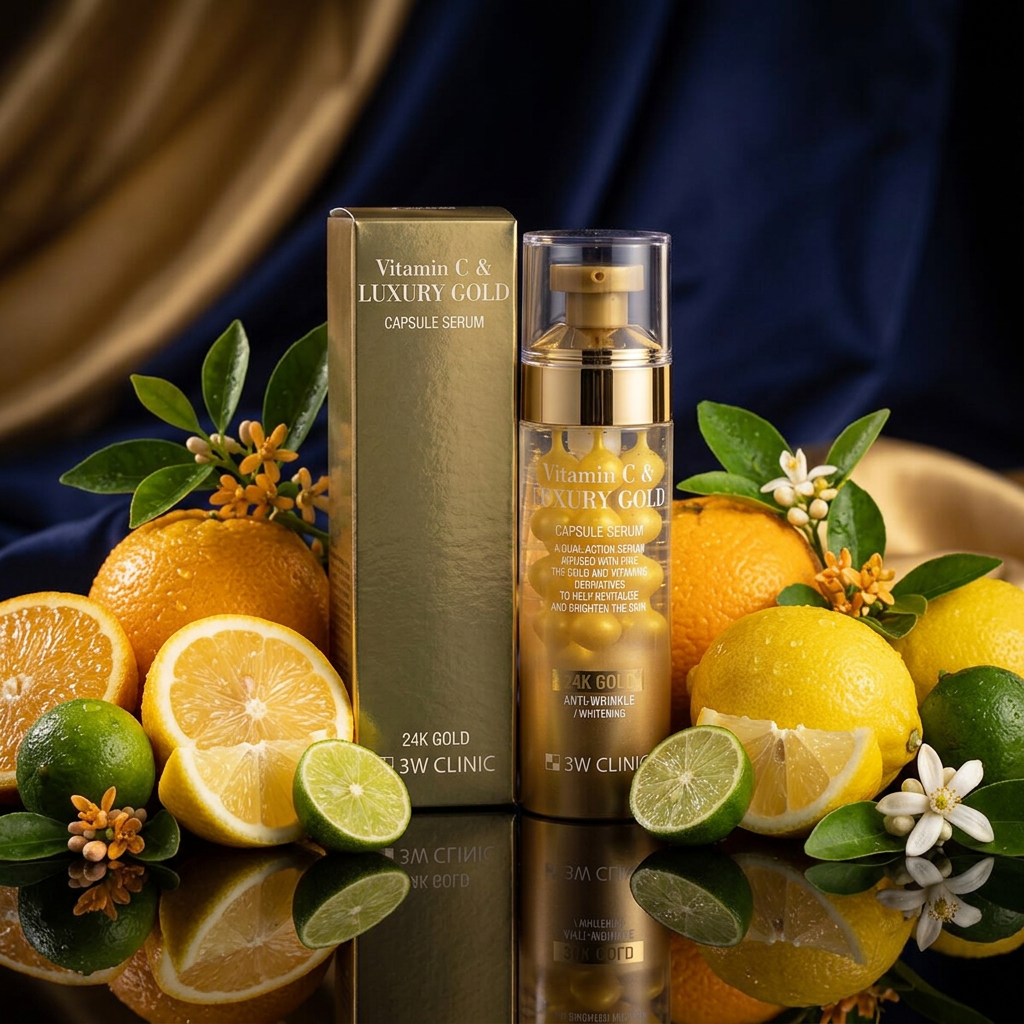 3W CLINIC - Vitamin C & Luxury Gold Capsule Serum - Pleťové sérum s vitamínem C a luxusními zlatými kapslemi - 55 ml