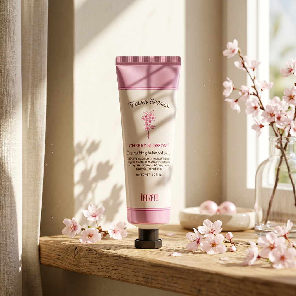 TENZERO - Flower Shower Hand & Nail Cream Cherry Blossom - Květinový krém na ruce a nehty s třešňovým květem - 50 ml