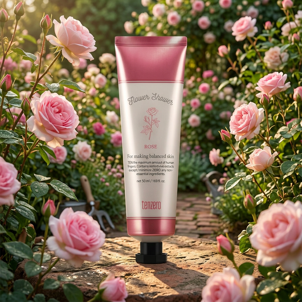 TENZERO - Flower Shower Hand & Nail Cream Rose - Květinový krém na ruce a nehty s růží - 50 ml