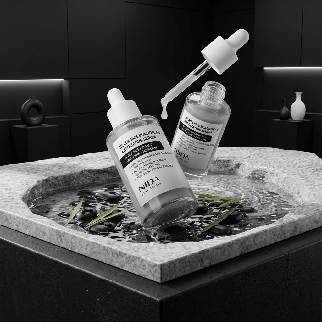 NIDA - Black Rice Blackhead Exfoliating Serum - Exfoliační sérum s černou rýží proti černým tečkám - 50 ml