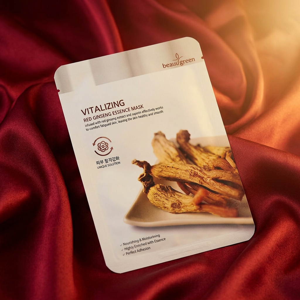 Beauugreen - Premium Red Ginseng Essence Mask - Plátýnková maska s výtažkem z červeného ženšenu - 23 ml
