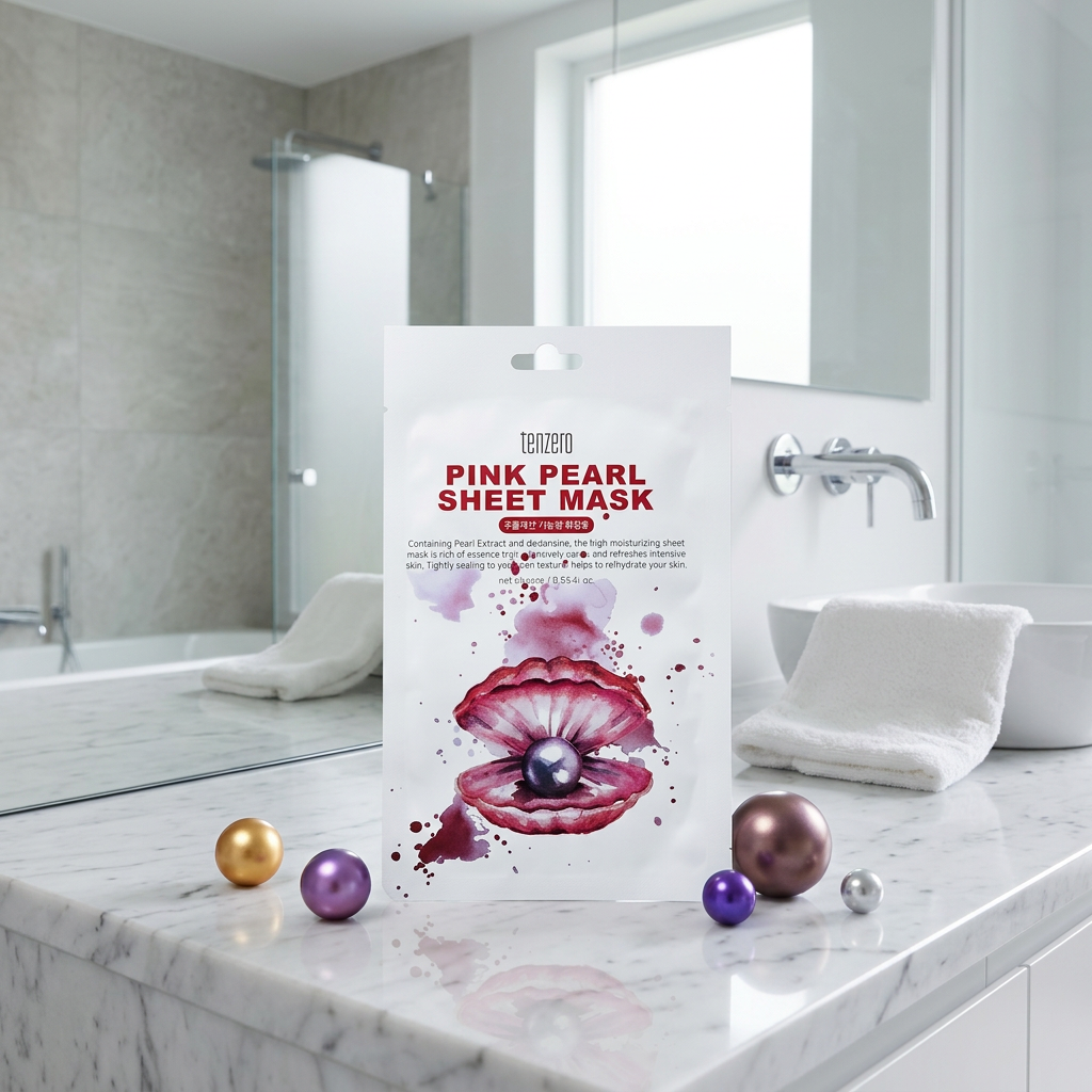 TENZERO - Pink Pearl Sheet Mask - Plátýnková maska s růžovými perlami - 25 ml