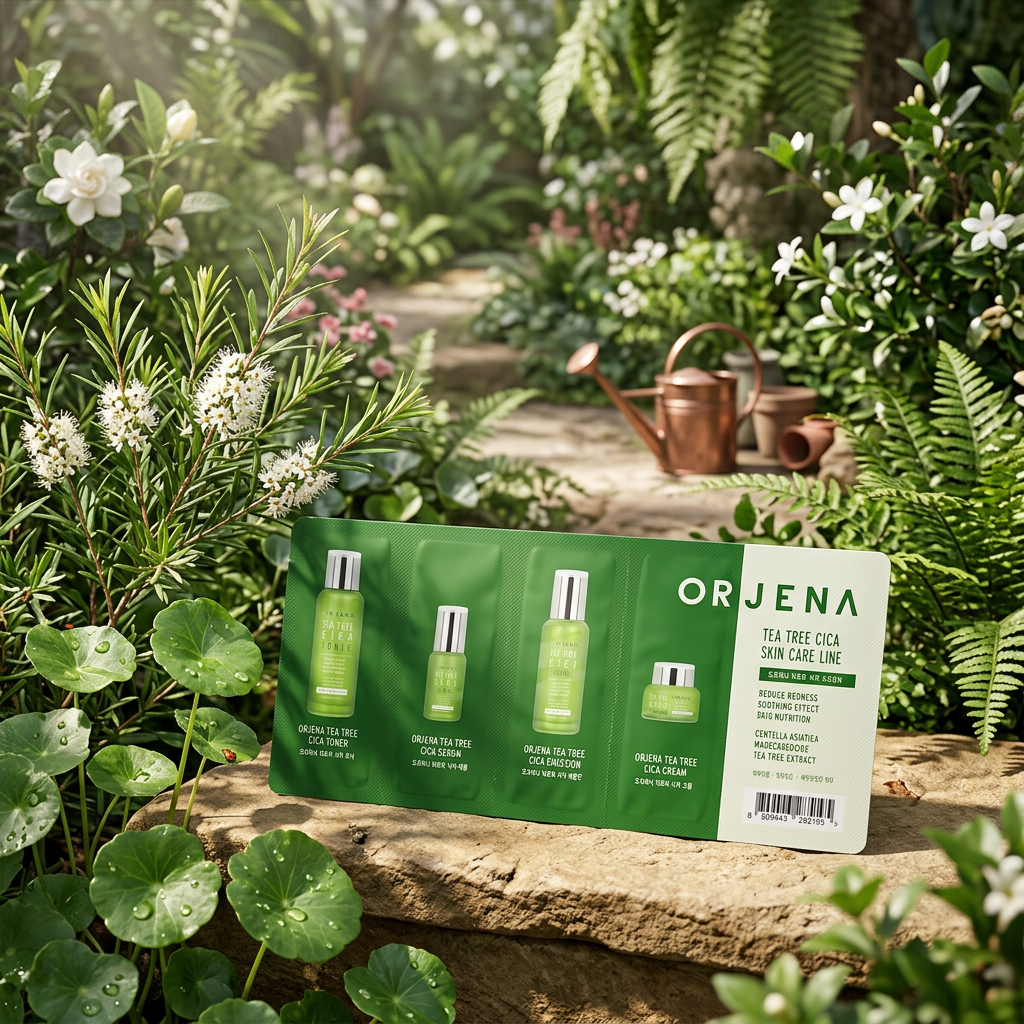 ORJENA - Tea Tree Cca Skin Care Line Sachet - Zklidňující sada vzorečků: toner, emulze, sérum, krém
