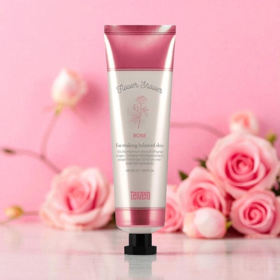 TENZERO - Flower Shower Hand & Nail Cream Rose - Květinový krém na ruce a nehty s růží - 50 ml