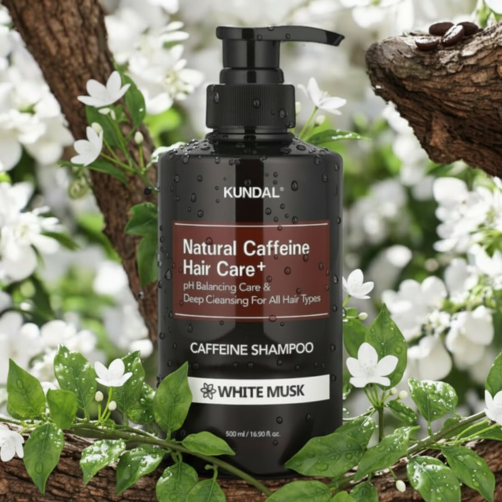 Kundal Natural Caffeine&Intensive Scalp Care+ - Šampon proti vypadávání vlasů s kofeinem WHITE MUSK - 500 ml