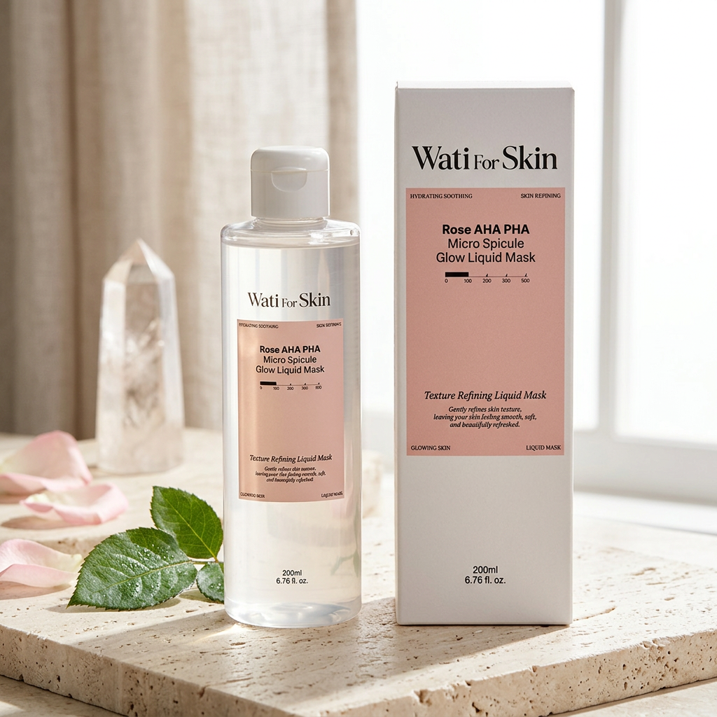 WATI FOR SKIN - Rose AHA PHA Micro Spicule Glow Liquid Mask - Rozjasňující "tekutá maska" (toner) s technologií mikro jehliček - 200 ml