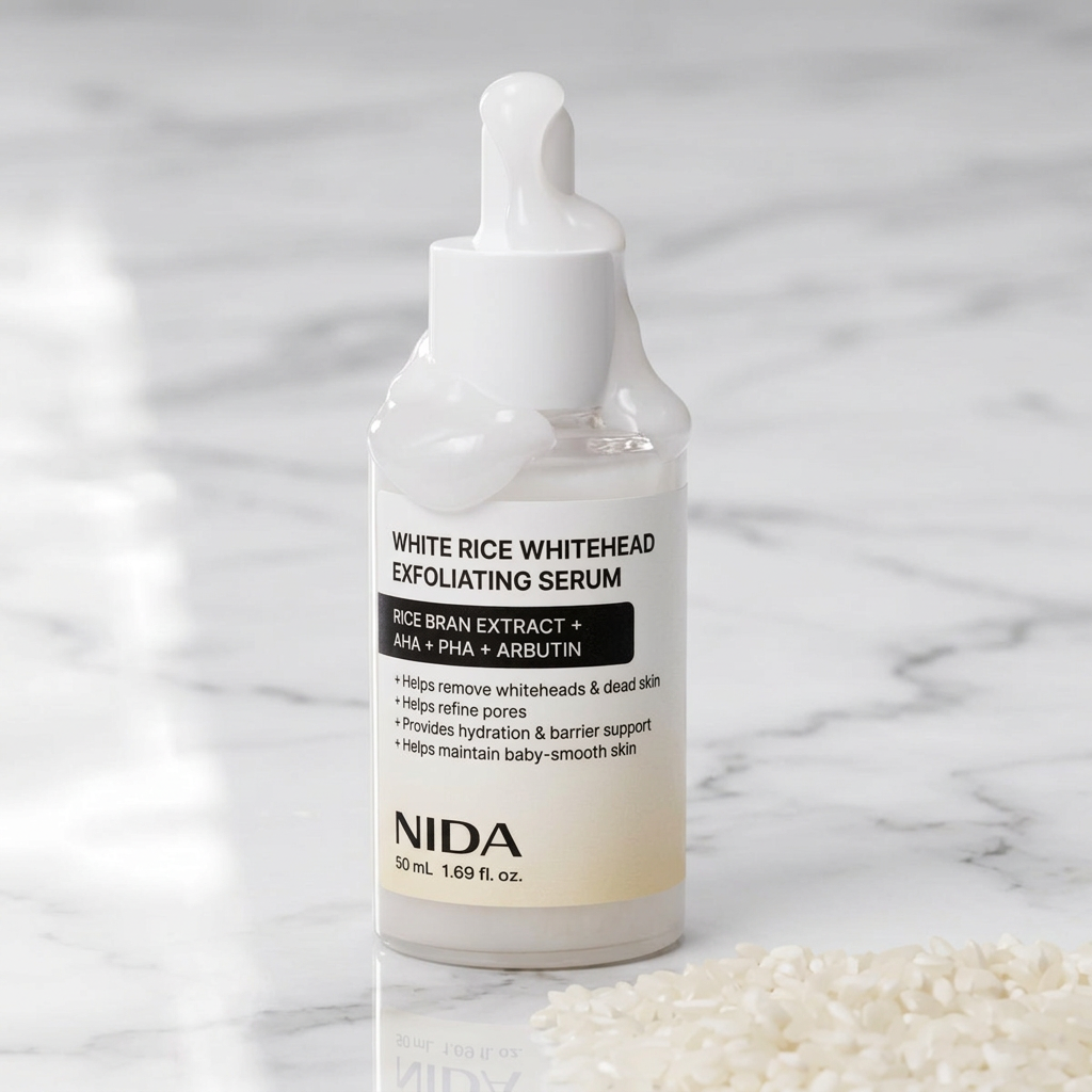 NIDA - White Rice Whitehead Exfoliating Serum - Exfoliační sérum s bílou rýží proti bílým tečkám - 50 ml