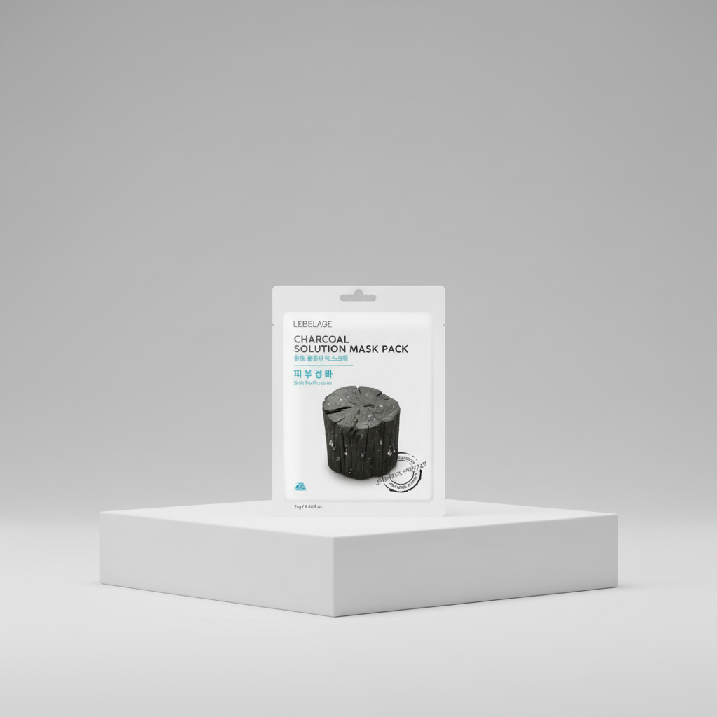 LEBELAGE - Charcoal Solution Mask Pack - Čisticí plátýnková maska s černým uhlím - 25 g