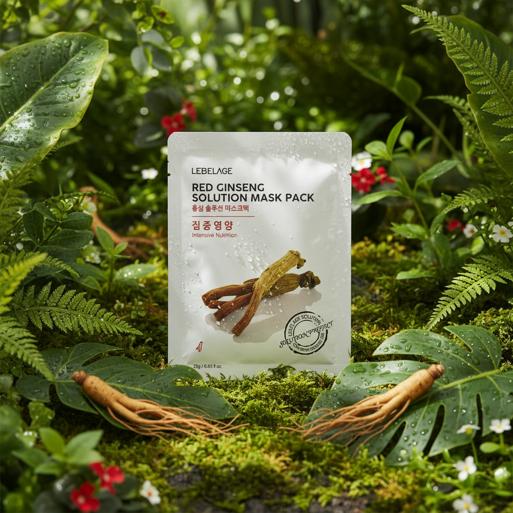 LEBELAGE - Red Ginseng Solution Mask Pack - Intenzivně vyživující plátýnková maska s ženšenem - 25 g