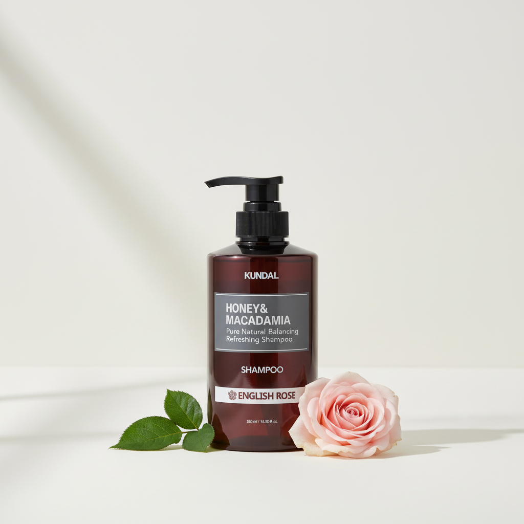 Kundal Honey&Macadamia Shampoo - Přírodní šampon na suché a poškozené vlasy s vůní ENGLISH ROSE - 500 ml