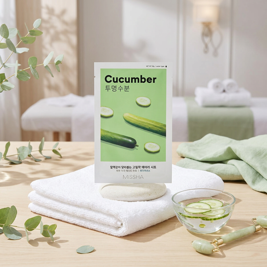 MISSHA - Airy Fit Sheet Mask Cucumber - Hydratační a zklidňující okurková textilní maska - 19 g