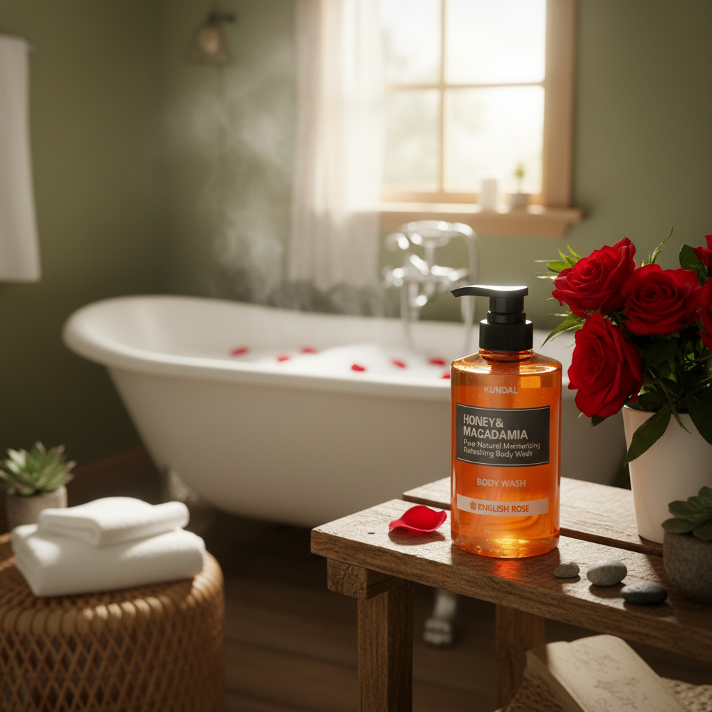 Kundal Honey&Macadamia Body Wash - Jemný sprchový gel s medem s vůní ENGLISH ROSE - 500 ml