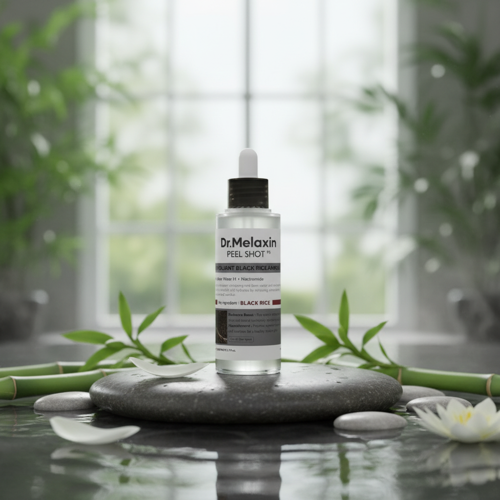 DR.MELAXIN - Peel Shot Exfoliating Black Rice Ampoule - Exfoliační Ampulka s vodou z rýžových otrub - 80 ml
