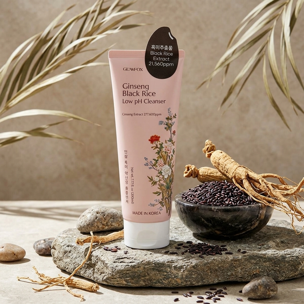 GLAMFOX - Ginseng Black Rice Low pH Cleanser - Ženšenový cleanser s nízkým pH a s extrakty z černé rýže - 230 ml
