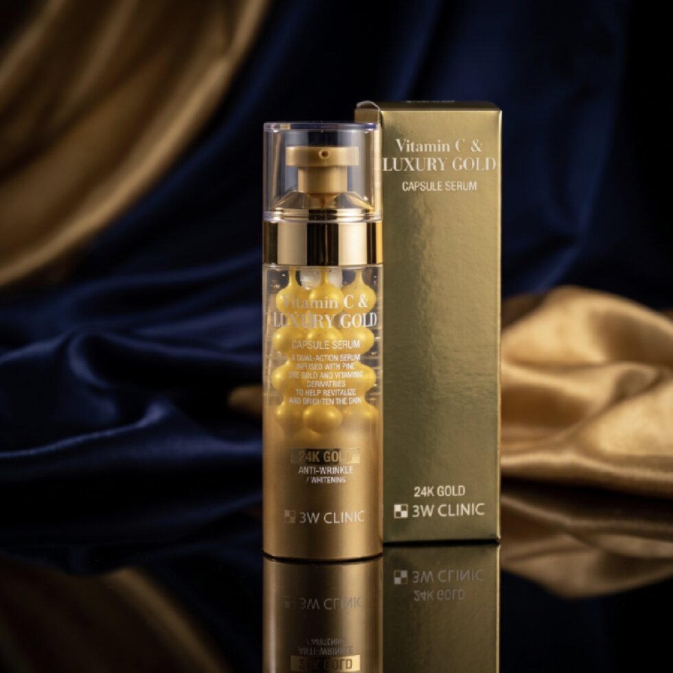 3W CLINIC - Vitamin C & Luxury Gold Capsule Serum - Pleťové sérum s vitamínem C a luxusními zlatými kapslemi - 55 ml